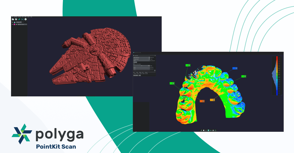 The interface of Polyga PointKit Scan showing alignment and measurement capabilities